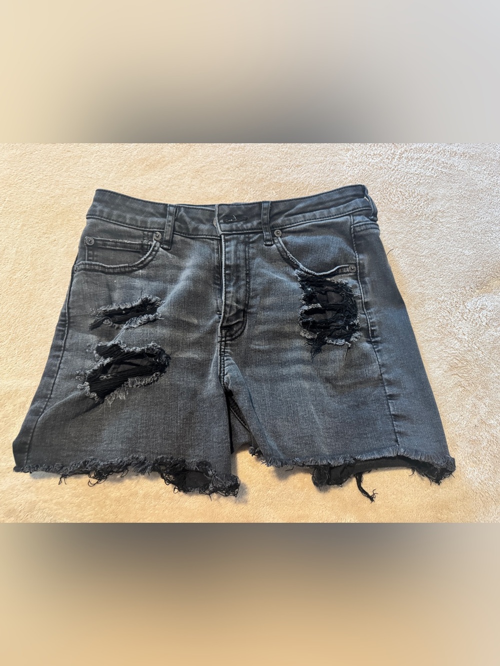 American Eagle Distressed Black Women's Denim Shorts - Casual Summer Style